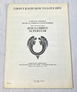 I Don't Know  How To Love Him Sheet Music '70s  BWY  Prod Jesus Christ Superstar - Picture 1 of 4