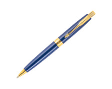 Parker Aster Matowy niebieski długopis Złota krawędź Gt Atrament Pakiet prezentowy Jotter