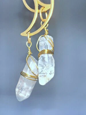 Pendientes luna cristal cuarzo transparente Aura Foto 1 de 2