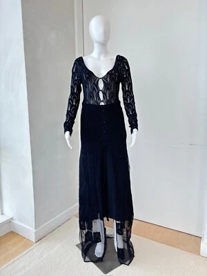 Cárdigan largo tejido negro Moschino de diseñador - transparente, encaje Foto 1 de 4