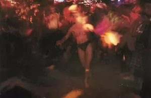 Night Beat! Mark Ivins 1981 Blank Card Fire Spin Topless woman Metropolis Media - Picture 1 of 3