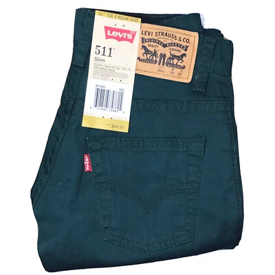 Levis Pants Kids 8 Regular 24X22 Ponderosa Pine Green 511 Slim Tapered Leg NWT - Image 1 of 4