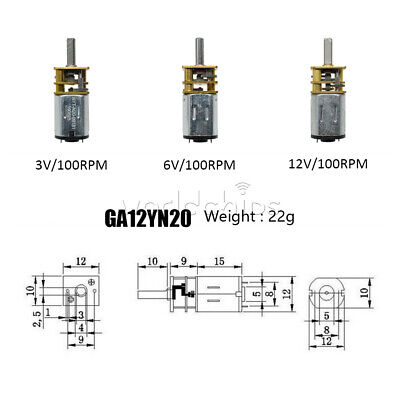 GA12-N20 Micro Speed Reduction Electric Gear Motor Metal Gearbox DC3V/6V/12V • 2.59$