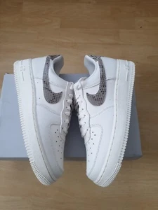 Nike Air Force 1 Low Trainers Women's UK 6 Off-white & Snakeskin Leather Shoe - Picture 1 of 8