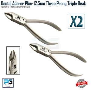 Dental Aderer Plier 12.5cm Three Prong 3 Jaws Triple Beak Orthodontic Pliers x2 - Picture 1 of 8