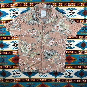 Camicia casual manica corta con bottoni stampa floreale denim e fiori M - Foto 1 di 5