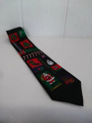 Corbata de Navidad Hallmark para hombre saludos Navidad bastón de caramelo negro árbol de Santa Foto 1 de 4