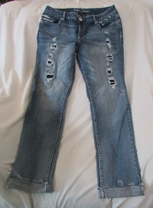 Ladies "Ariya" Size 15/16 (W34xL31.5) Blue, Destructed, Embellished, Jeans - Picture 1 of 11