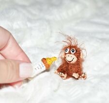 Dollhouse Miniature  Baby Monkey Handmade Toy Pet Stuffed Animal Lover Gift 