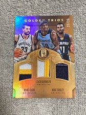 2015-16 Gold Standard Marc Gasol/Zach Randolph/Mike Conley Triple Patch #d 25/25