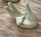 White Ceramic Hand Wall Hooks/Hangers, Display for Crystals/Rocks, Ring Holder