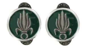 PAIRE D'INSIGNES DE COLLET LEGION ETRANGERE CAVALERIE ARGENTE TENUE DE CEREMONIE - Imagen 1 de 1