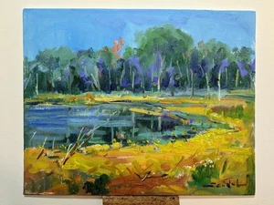 Original Artwork 11”x14” Oil On Canvas Panel Lakewood Forest By Tadeusz Seidel - Picture 1 of 1