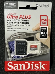 SanDisk Ultra Plus 256GB microSDXC UHS-I Memory Card w/ SD Adapter NEW - Picture 1 of 6