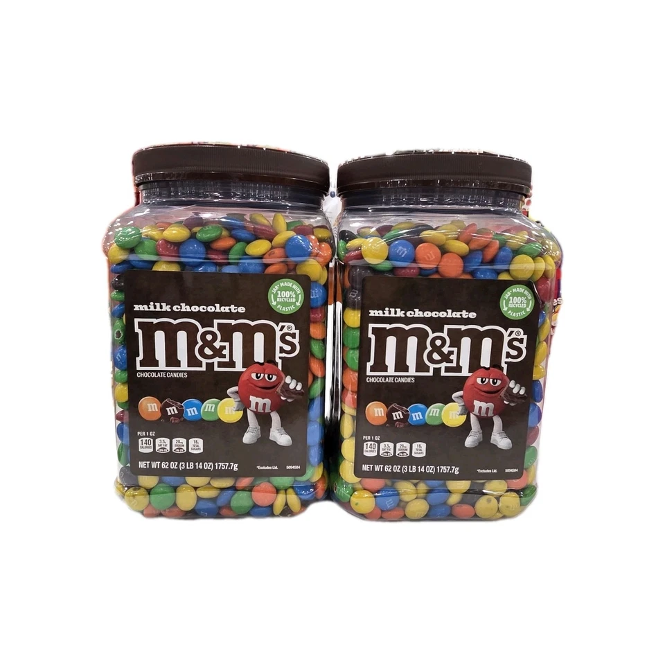 2 Pack M&Ms Milk Chocolate Candy Pantry Size Jar 62oz Each Bulk Party Snack - Image 1 of 4