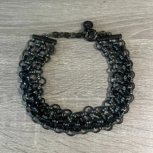 Vintage Gunmetal Crystal Link Gianni Versace Chocker Necklace - Picture 1 of 7