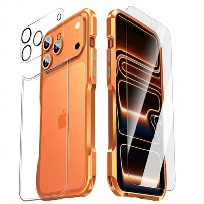For iPhone 17 Pro Max Metal Bumper Case + Screen Protector + Camera Lens Cover - Image 1 of 4