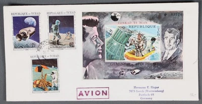 Cubierta de hoja de recuerdo MayfairStamps Chad John F Kennedy Apollo Géminis aau_86245 Foto 1 de 2