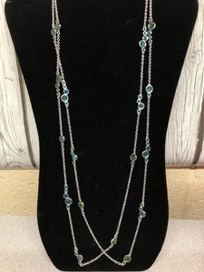 Carolee Silver with Green and Blue Crystals Necklaces 2 - Picture 1 of 5