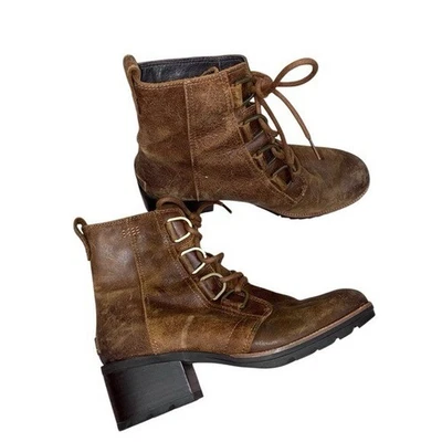 Botín de lluvia de cuero impermeable para mujer SOREL Cate de encaje en marrón talla 8 Foto 1 de 4