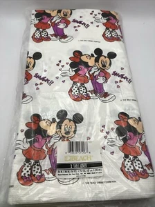 Vintage Walt Disney Mickey Mouse & Minnie Love Paper Table Cover 54"×96" NEW NOS - Picture 1 of 9