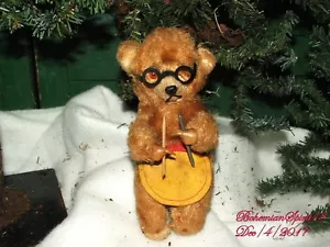 ANTIQUE 1920's SIGNED WIND-UP GRANDMA BEAR KNITTING TOY AS IS - Picture 1 of 5