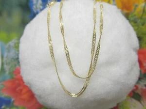 Collier Plat Gourmette 333 Il Or 46,5 CM Avec Fermoir à Ressort - Foto 1 di 3