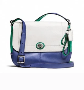 Coach Park Colorblock grün/weiß/blau mehrfarbig Handtasche-Größe 9,5x7x3" neu - Bild 1 von 10