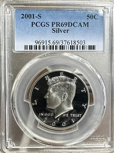 2001 S US Kennedy SILVER Proof Half Dollar PCGS PR69 DCAM - Picture 1 of 2