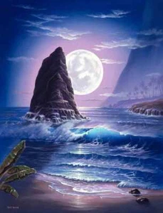 Azulejos de acento y decoración de paisaje lunar Jeff Wilkie arte tropical POV-JWA020AT - Imagen 1 de 4