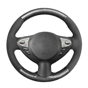 Hand Sew Suede Carbon Fiber Steering Wheel Cover for Infiniti FX FX35 FX37 FX50 - Picture 1 of 8