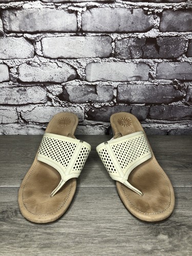 Sandali donna UGG AUSTRALIA Solena marroni F30012L punta pelle infradito zeppa taglia 8W