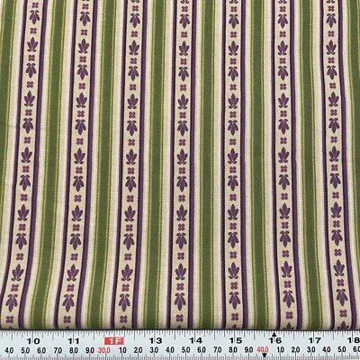 Laura Ashley 2010 Quilting Treasures Striped Cotton Fabric Remnant 27" x 43" - Image 1 of 2