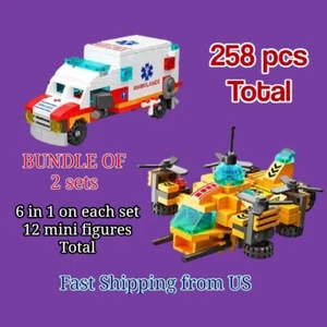 2 Sets Bundle 258 pcs 6-in-1 Medical Aid and 6-in-1 Aircraft Building Blocks - Picture 1 of 5