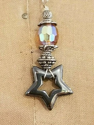 Estrella de hematita, cuentas AB facetadas, colgante de titanio collar de cordón negro 18-26" Foto 1 de 4