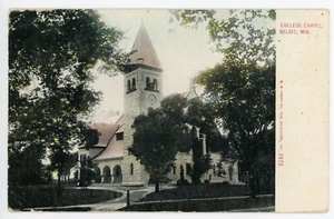 Antigua postal College Chapel Beloit, Wisconsin WI tintada a mano publicada 1909 - Imagen 1 de 2