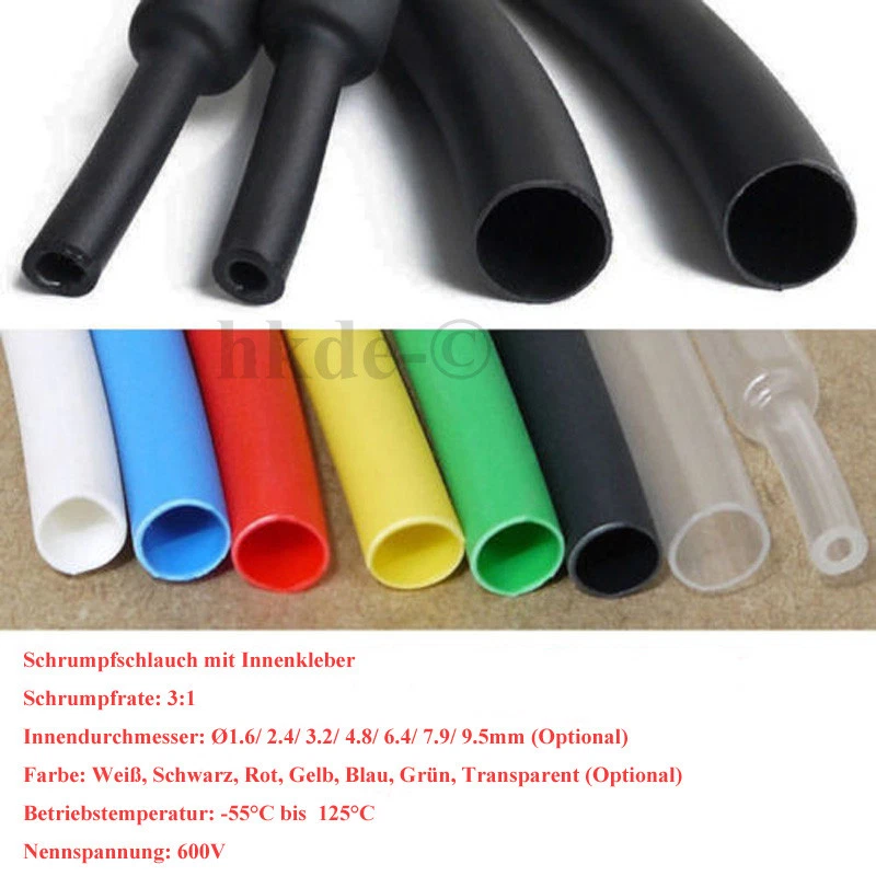 NEIN Φ1.6~9.5mm Ratio 3:1 Schrumpfschlauch mit Kleber Kabel Heat Shrink Tube Sleeve