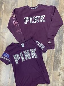 Women’s Victoria’s Secret ULTIMATE Pink Comfy Sweatshirt Lot Bundle Lot Sz Xs