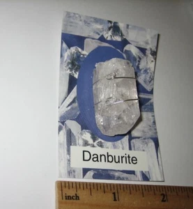 STERLINGSILBER 1,25" NATÜRLICHER DANBURIT KRISTALL DRAHT WICKEL ANHÄNGER AUS MEXIKO - Bild 1 von 5