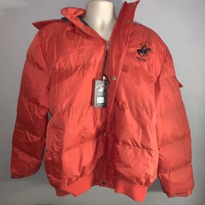 Neu mit Etikett Beverly Hills Polo Club Herren Gr. L rot gefütterter Mantel Fell Kapuze Pony - Bild 1 von 5
