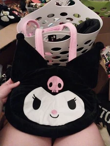 Hello Kitty Kuromi Face Plush Tote Bag Sanrio NEW - Picture 1 of 5