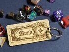 DND Monk Class Handmade Wood 2 Sided Gaming Tabletop RPG Keychain Gift Role 5e