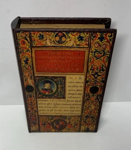Caja de almacenamiento oculta secreta de libro de imitación borde dorado de madera aprox. 9 1/2 x 6 x 2 - Imagen 1 de 4