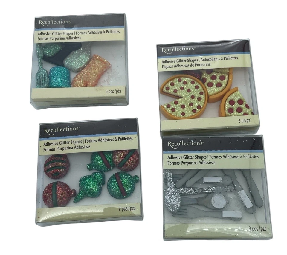 Lote de 4 pegatinas álbum de recortes formas brillantes dimensionales recuerdos nuevos Foto 1 de 1