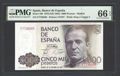 Spain 5000 Pesetas - Madrid 1979 P160 Uncirculated Grade 66 - Image 1 of 2