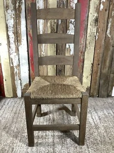 Solid Stained Oak Shaker Style Back Kitchen Dining Room Chair Sea Grass Seat - Picture 1 of 12