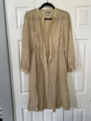 Vintage NEIMAN MARCUS Ivory Shade Pure Silk Dress Size 8 - Image 1 of 4