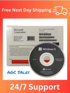 5-Win 11 Pro 64-Bit DVD + Genuine Product Key, Factory Sealed, Next Day Ship - Picture 1 of 3