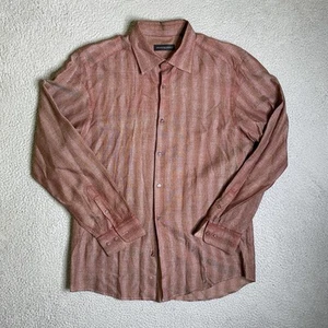 Jhane Barnes Shirt Mens Large Red Striped Long Sleeve Button Up Casual *See Pic - Picture 1 of 11