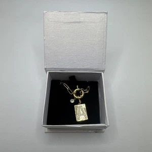 Mint & Lily Pave Initial Monogram Pendant Necklace Paperclip Chain “A” NEW - Picture 1 of 3